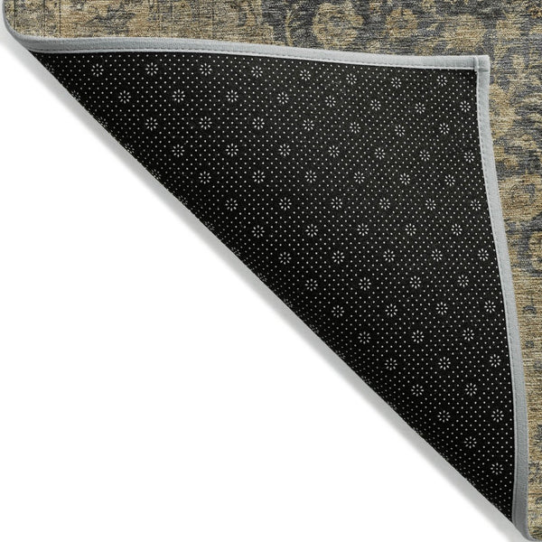 HomeRoots 5' Charcoal and Beige Medallion Washable Area Rug for Indoor and Outdoor Use - Durable and Stylish 9' X 12' 616464