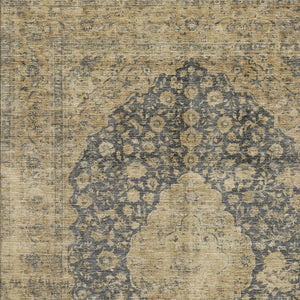 HomeRoots 5' Charcoal and Beige Medallion Washable Area Rug for Indoor and Outdoor Use - Durable and Stylish 9' X 12' 616464