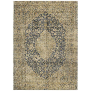 HomeRoots 5' Charcoal and Beige Medallion Washable Area Rug for Indoor and Outdoor Use - Durable and Stylish 10' X 14' 616465