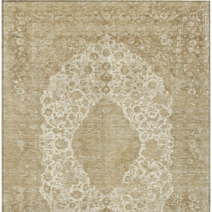 HomeRoots 5' Versatile Ivory and Beige Medallion Area Rug for Indoor and Outdoor Use - Machine Washable Design 5' X 8' 616467