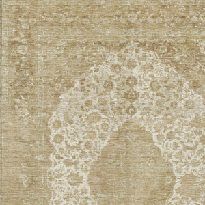 HomeRoots 5' Versatile Ivory and Beige Medallion Area Rug for Indoor and Outdoor Use - Machine Washable Design 8' X 10' 616469
