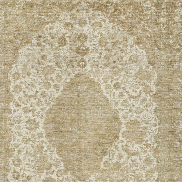 HomeRoots 5' Versatile Ivory and Beige Medallion Area Rug for Indoor and Outdoor Use - Machine Washable Design 10' X 14' 616471