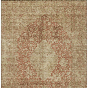 HomeRoots 5' Timeless Rust and Beige Medallion Area Rug - Durable, Easy-Care Design for Indoor & Outdoor Use 5' X 8' 616473