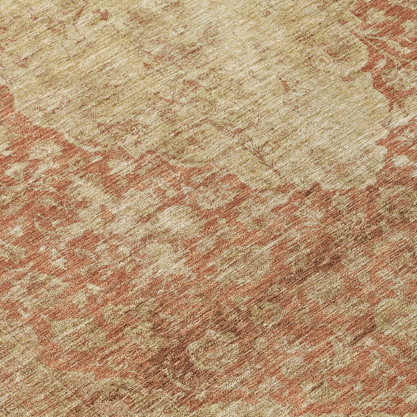 HomeRoots 5' Timeless Rust and Beige Medallion Area Rug - Durable, Easy-Care Design for Indoor & Outdoor Use 8' Round 616474
