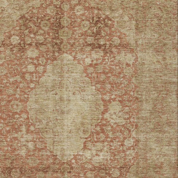 HomeRoots 5' Timeless Rust and Beige Medallion Area Rug - Durable, Easy-Care Design for Indoor & Outdoor Use 8' X 10' 616475