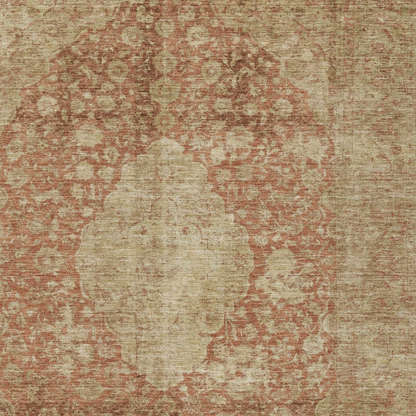 HomeRoots 5' Timeless Rust and Beige Medallion Area Rug - Durable, Easy-Care Design for Indoor & Outdoor Use 10' X 14' 616477