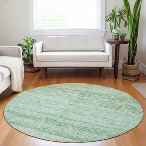 HomeRoots 5' Artichoke Green and Beige Trellis Area Rug - Durable, Washable Design for Indoor and Outdoor Use 8' Round 616480