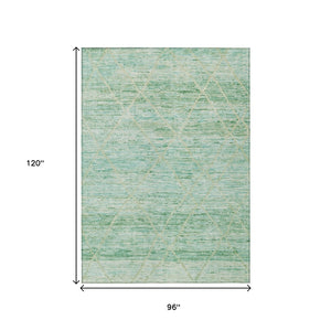 HomeRoots 5' Artichoke Green and Beige Trellis Area Rug - Durable, Washable Design for Indoor and Outdoor Use 8' X 10' 616481