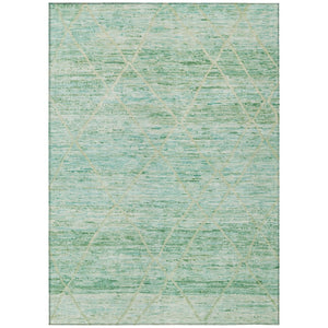HomeRoots 5' Artichoke Green and Beige Trellis Area Rug - Durable, Washable Design for Indoor and Outdoor Use 8' X 10' 616481