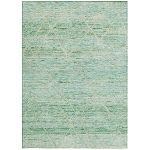 HomeRoots 5' Artichoke Green and Beige Trellis Area Rug - Durable, Washable Design for Indoor and Outdoor Use 8' X 10' 616481