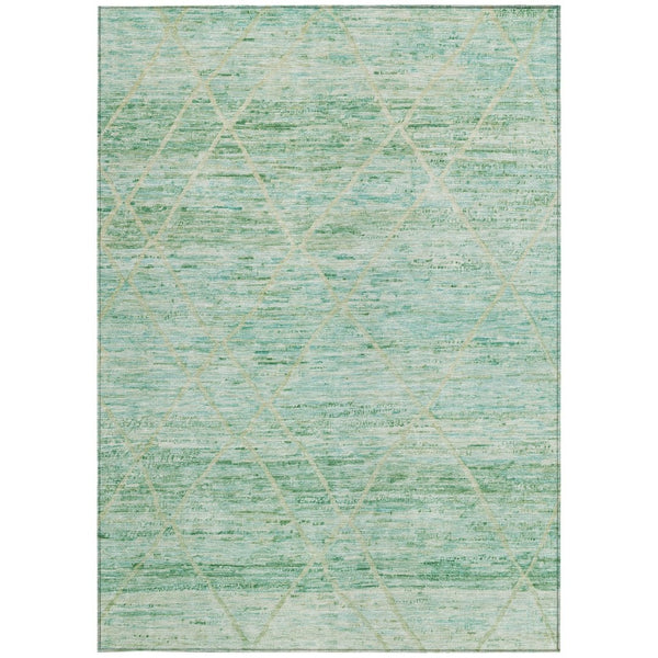 HomeRoots 5' Artichoke Green and Beige Trellis Area Rug - Durable, Washable Design for Indoor and Outdoor Use 8' X 10' 616481