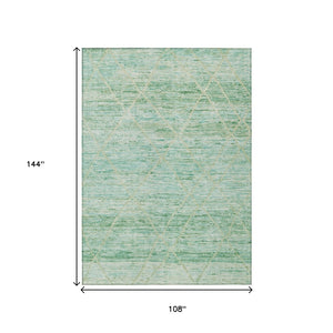 HomeRoots 5' Artichoke Green and Beige Trellis Area Rug - Durable, Washable Design for Indoor and Outdoor Use 9' X 12' 616482