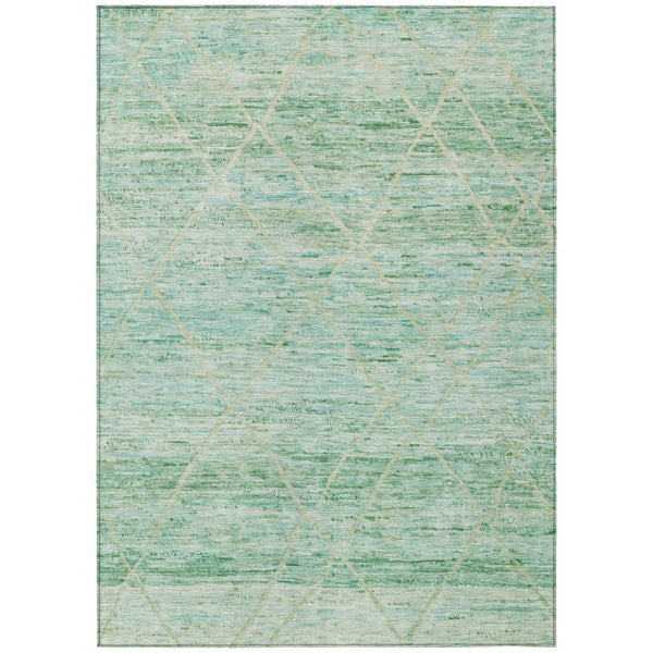 HomeRoots 5' Artichoke Green and Beige Trellis Area Rug - Durable, Washable Design for Indoor and Outdoor Use 9' X 12' 616482
