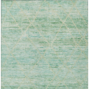 HomeRoots 5' Artichoke Green and Beige Trellis Area Rug - Durable, Washable Design for Indoor and Outdoor Use 10' X 14' 616483