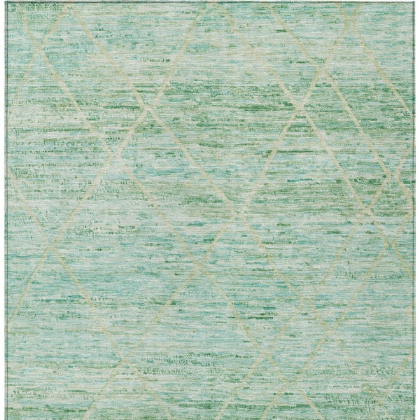 HomeRoots 5' Artichoke Green and Beige Trellis Area Rug - Durable, Washable Design for Indoor and Outdoor Use 10' X 14' 616483