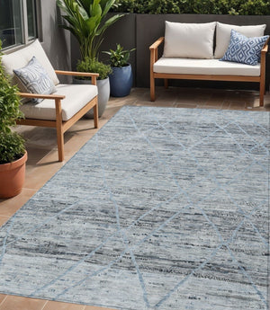 HomeRoots 5' Blue and Gray Trellis Washable Area Rug – Stylish, Durable, and Perfect for Indoor or Outdoor Spaces 5' X 8' 616485