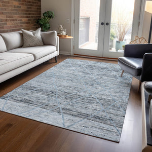 HomeRoots 5' Blue and Gray Trellis Washable Area Rug – Stylish, Durable, and Perfect for Indoor or Outdoor Spaces 5' X 8' 616485