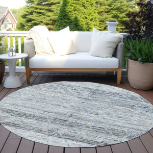 HomeRoots 5' Blue and Gray Trellis Washable Area Rug – Stylish, Durable, and Perfect for Indoor or Outdoor Spaces 8' Round 616486