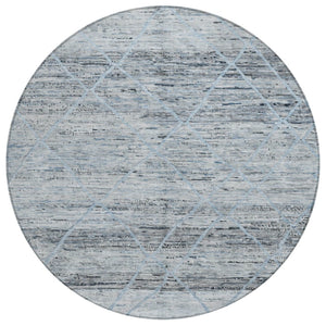 HomeRoots 5' Blue and Gray Trellis Washable Area Rug – Stylish, Durable, and Perfect for Indoor or Outdoor Spaces 8' Round 616486