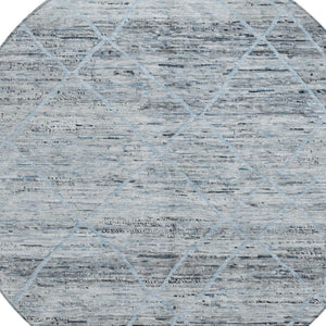 HomeRoots 5' Blue and Gray Trellis Washable Area Rug – Stylish, Durable, and Perfect for Indoor or Outdoor Spaces 8' Round 616486