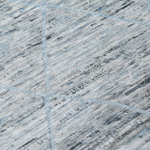 HomeRoots 5' Blue and Gray Trellis Washable Area Rug – Stylish, Durable, and Perfect for Indoor or Outdoor Spaces 8' Round 616486