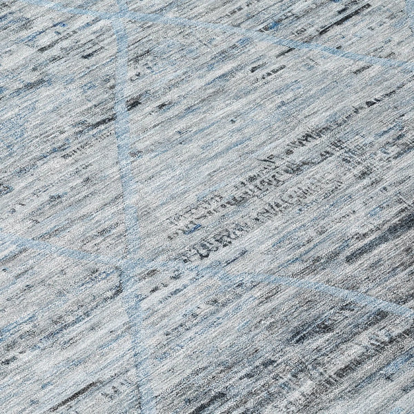 HomeRoots 5' Blue and Gray Trellis Washable Area Rug – Stylish, Durable, and Perfect for Indoor or Outdoor Spaces 8' Round 616486