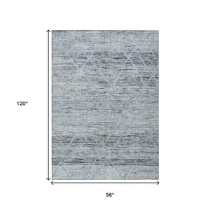 HomeRoots 5' Blue and Gray Trellis Washable Area Rug – Stylish, Durable, and Perfect for Indoor or Outdoor Spaces 8' X 10' 616487