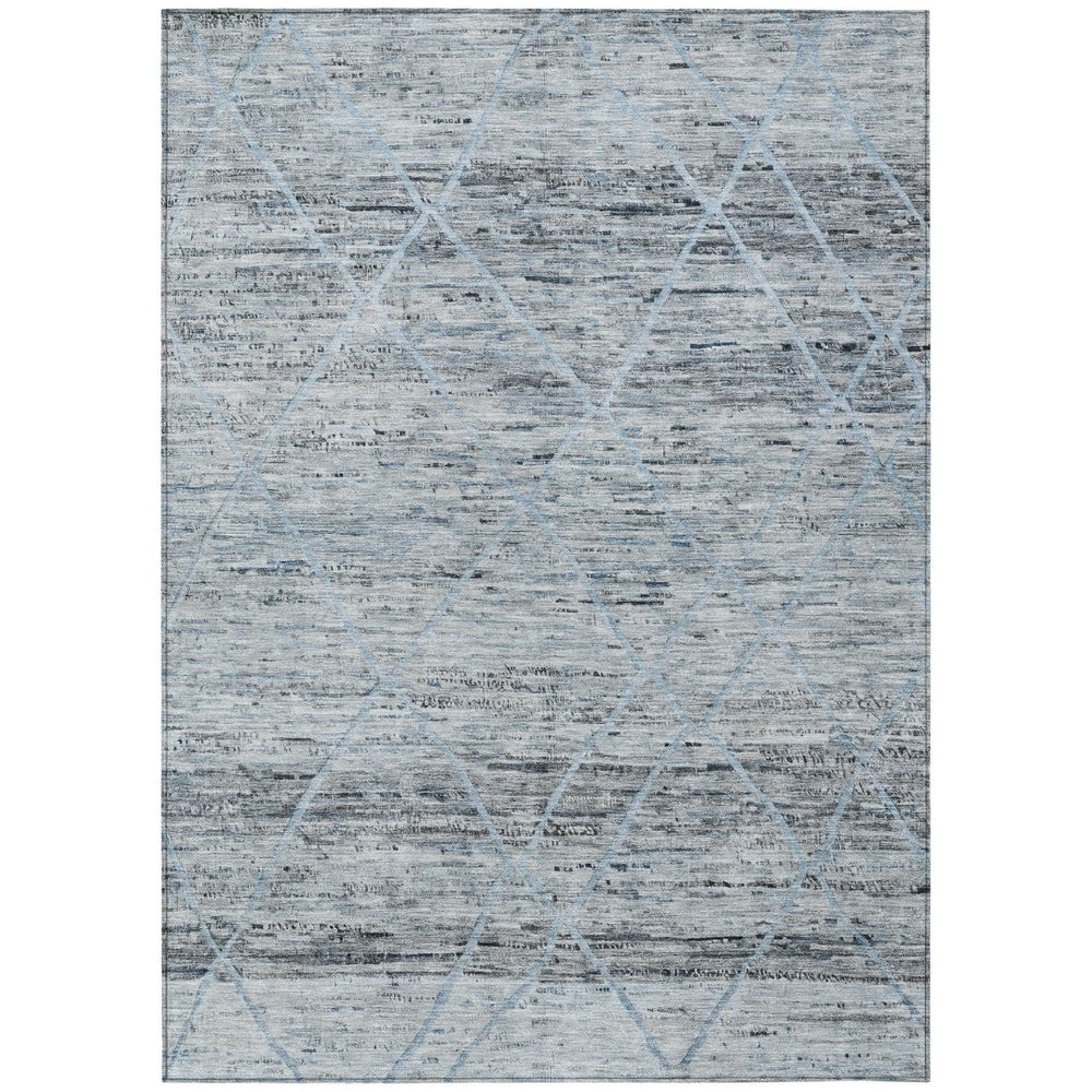 HomeRoots 5' Blue and Gray Trellis Washable Area Rug – Stylish, Durable, and Perfect for Indoor or Outdoor Spaces 8' X 10' 616487
