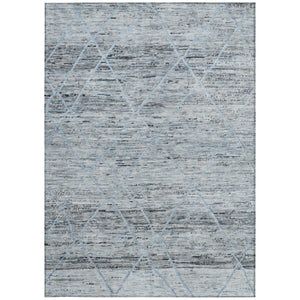 HomeRoots 5' Blue and Gray Trellis Washable Area Rug – Stylish, Durable, and Perfect for Indoor or Outdoor Spaces 9' X 12' 616488