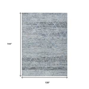 HomeRoots 5' Blue and Gray Trellis Washable Area Rug – Stylish, Durable, and Perfect for Indoor or Outdoor Spaces 9' X 12' 616488