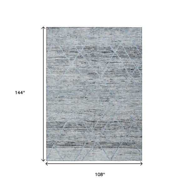 HomeRoots 5' Blue and Gray Trellis Washable Area Rug – Stylish, Durable, and Perfect for Indoor or Outdoor Spaces 9' X 12' 616488