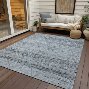HomeRoots 5' Blue and Gray Trellis Washable Area Rug – Stylish, Durable, and Perfect for Indoor or Outdoor Spaces 9' X 12' 616488