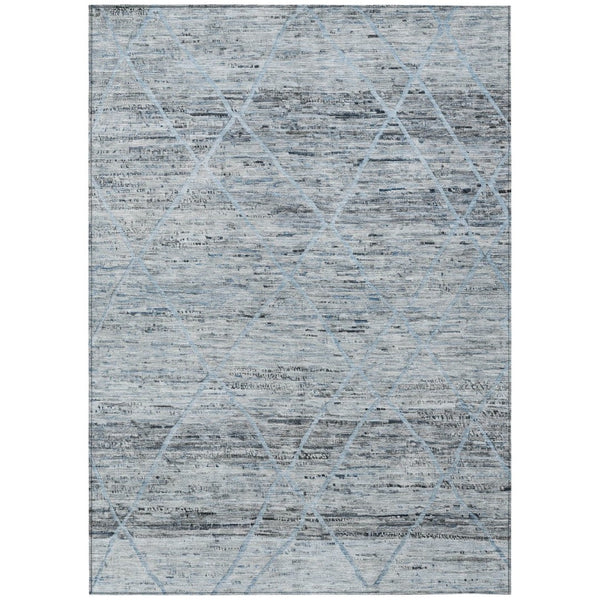 HomeRoots 5' Blue and Gray Trellis Washable Area Rug – Stylish, Durable, and Perfect for Indoor or Outdoor Spaces 9' X 12' 616488