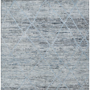 HomeRoots 5' Blue and Gray Trellis Washable Area Rug – Stylish, Durable, and Perfect for Indoor or Outdoor Spaces 9' X 12' 616488