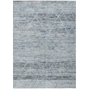HomeRoots 5' Blue and Gray Trellis Washable Area Rug – Stylish, Durable, and Perfect for Indoor or Outdoor Spaces 10' X 14' 616489