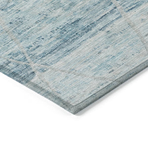 HomeRoots 5' Stylish Teal Blue and Ivory Trellis Indoor Outdoor Area Rug for Versatile Living Spaces 5' X 8' 616497
