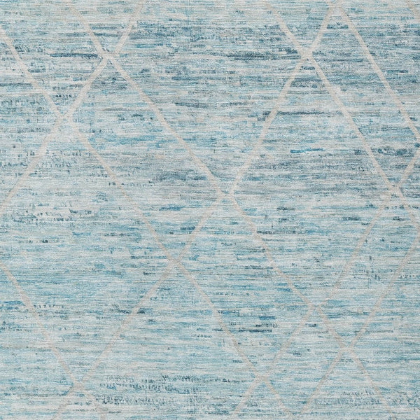 HomeRoots 5' Stylish Teal Blue and Ivory Trellis Indoor Outdoor Area Rug for Versatile Living Spaces 5' X 8' 616497