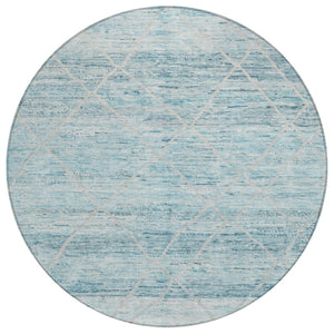 HomeRoots 5' Stylish Teal Blue and Ivory Trellis Indoor Outdoor Area Rug for Versatile Living Spaces 8' Round 616498