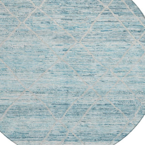 HomeRoots 5' Stylish Teal Blue and Ivory Trellis Indoor Outdoor Area Rug for Versatile Living Spaces 8' Round 616498