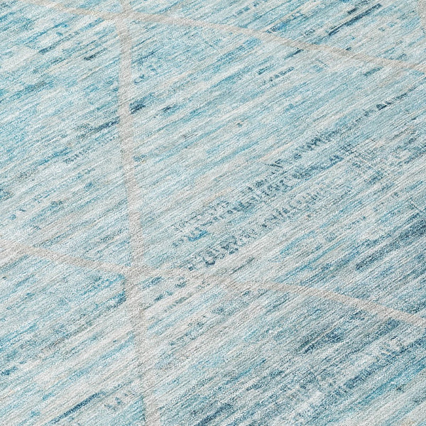 HomeRoots 5' Stylish Teal Blue and Ivory Trellis Indoor Outdoor Area Rug for Versatile Living Spaces 8' Round 616498