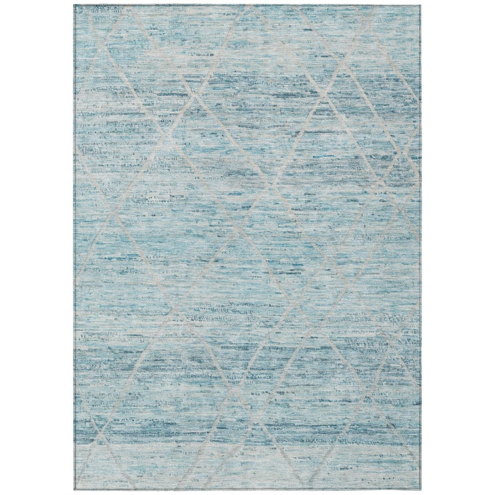 HomeRoots 5' Stylish Teal Blue and Ivory Trellis Indoor Outdoor Area Rug for Versatile Living Spaces 8' X 10' 616499