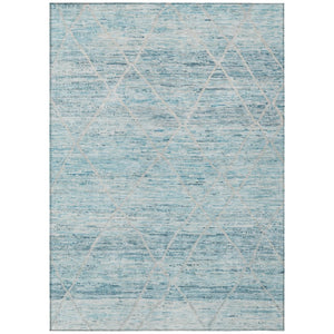 HomeRoots 5' Stylish Teal Blue and Ivory Trellis Indoor Outdoor Area Rug for Versatile Living Spaces 8' X 10' 616499