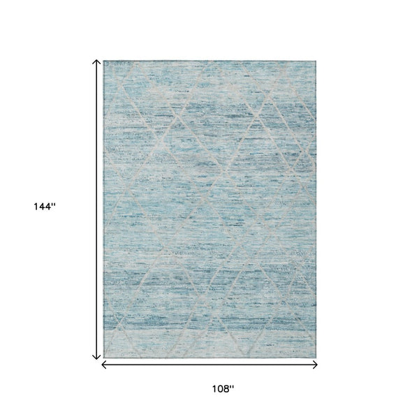 HomeRoots 5' Stylish Teal Blue and Ivory Trellis Indoor Outdoor Area Rug for Versatile Living Spaces 9' X 12' 616500