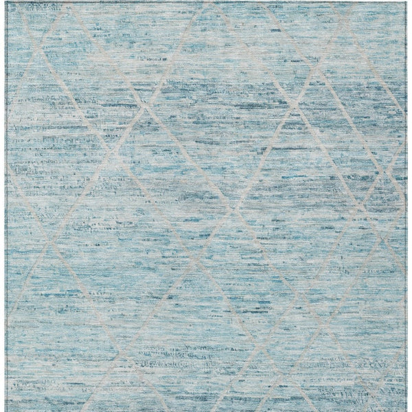 HomeRoots 5' Stylish Teal Blue and Ivory Trellis Indoor Outdoor Area Rug for Versatile Living Spaces 9' X 12' 616500