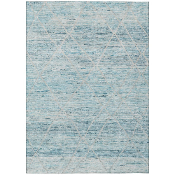 HomeRoots 5' Stylish Teal Blue and Ivory Trellis Indoor Outdoor Area Rug for Versatile Living Spaces 10' X 14' 616501