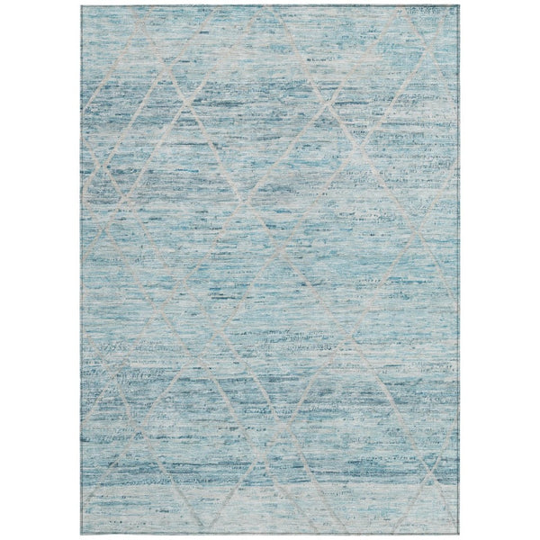 HomeRoots 5' Stylish Teal Blue and Ivory Trellis Indoor Outdoor Area Rug for Versatile Living Spaces 10' X 14' 616501