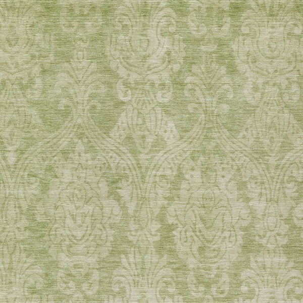 HomeRoots 5' Elegant Artichoke Green Beige Damask Area Rug - Durable, Washable Design for Indoor & Outdoor Spaces 10' X 14' 616513