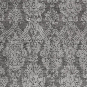 HomeRoots 5' Elegant Gray and Pewter Damask Rug - Washable Indoor/Outdoor Area Rug for High-Traffic Spaces 5' X 8' 616527