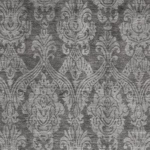 HomeRoots 5' Elegant Gray and Pewter Damask Rug - Washable Indoor/Outdoor Area Rug for High-Traffic Spaces 10' X 14' 616531