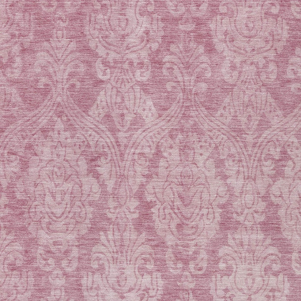 HomeRoots 5' Pink and Ivory Damask Area Rug - Elegant Indoor Outdoor Design, Washable, Durable Polyester Construction 5' X 8' 616533